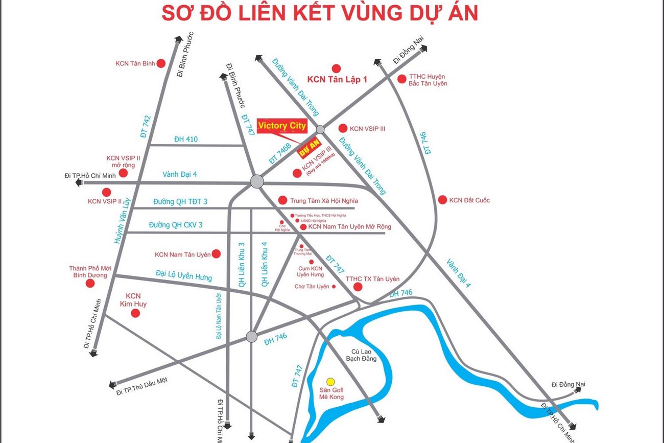 Vị trí địa chỉ dự án đất nền Victory City Bắc Tân Uyên Đường DT 746 chủ đầu tư Tân Lập
